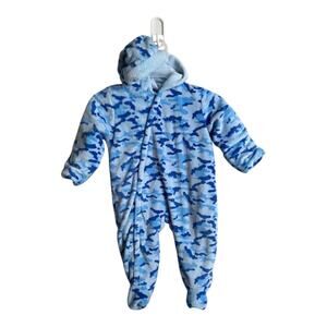 Small Wonders 6-9m Baby Boy Camo Zip Up Fleece Hooded One Piece Snowsuit